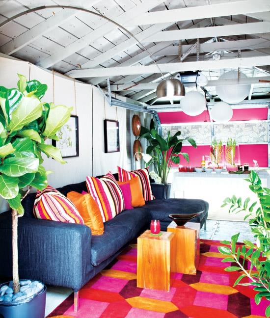 przeprojektuj garaż jasny pomarańczowy kolorowy salon