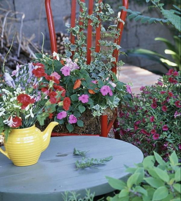 wzory ogrodowe czajniczek kolorowe kwiaty