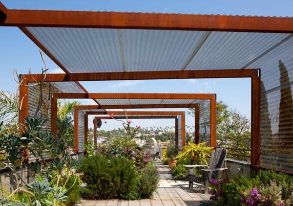 pergola de jardin en métal paravent protection solaire terrasse