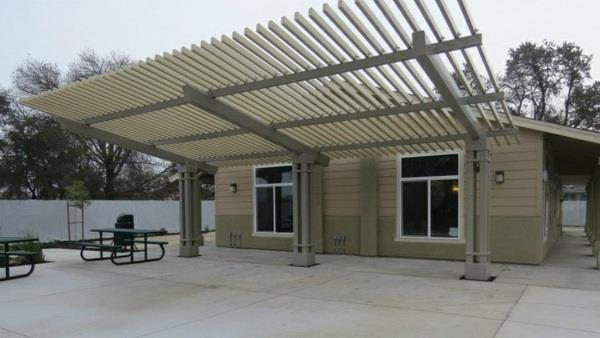 pergola de jardin en tuiles de béton de toiture de terrasse en métal