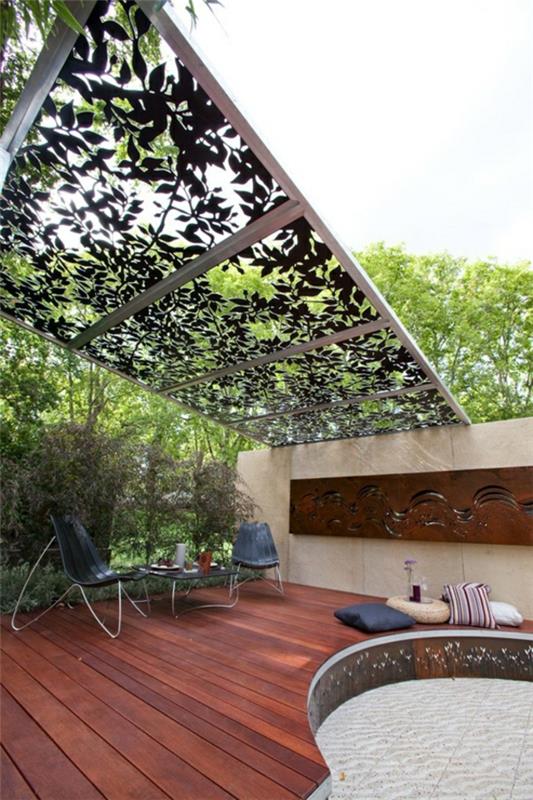 pergola de jardin en platelage design terrasse en métal