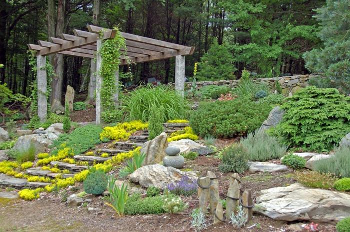 pergola de jardin idées de conception de jardin escalier de jardin fleurs