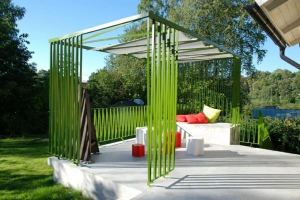 pergola de jardin métal vert