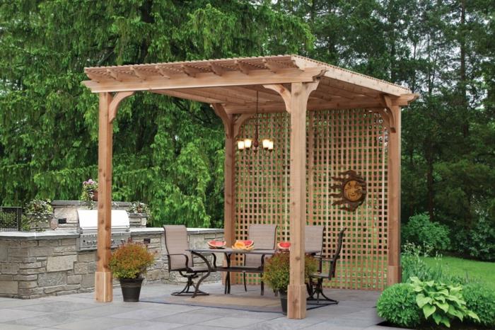 pergola de jardin meubles de jardin élégants fleurs lumières de jardin