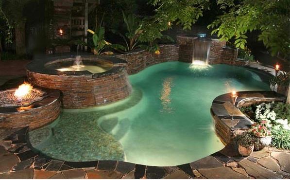 jardin piscine foyer cascade