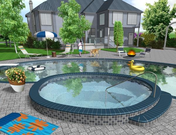 basen ogrodowy zintegrowany pomysł na dziedzińcu dom