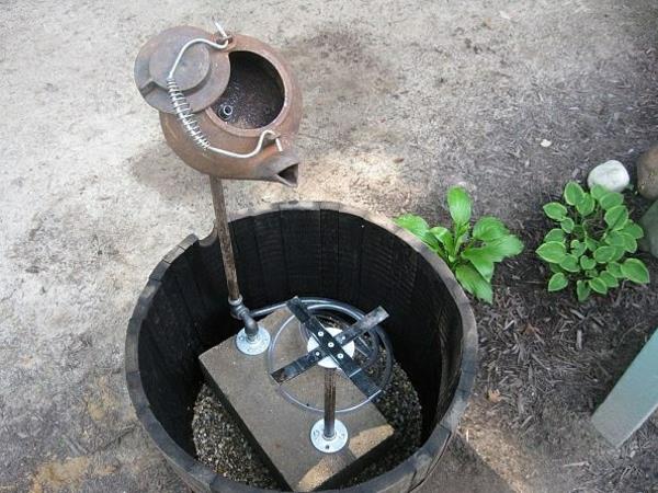 fontanna ogrodowa zrób sobie drewniany czajnik na naczynie