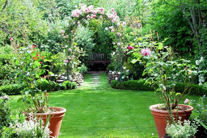 projekt ogrodu angielski ogród domek różany łuk