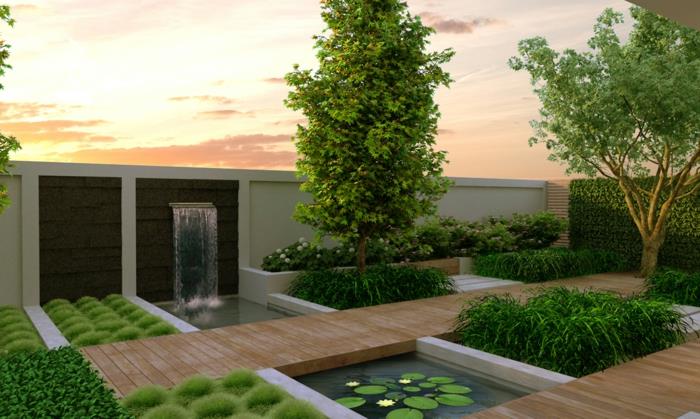 projekt ogrodu minimalistyczny projekt ogrodu nowoczesny staw ogrodowy prostokątny