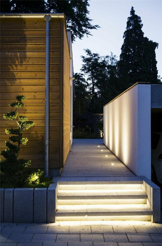 jardin design éclairage de jardin escaliers illuminer