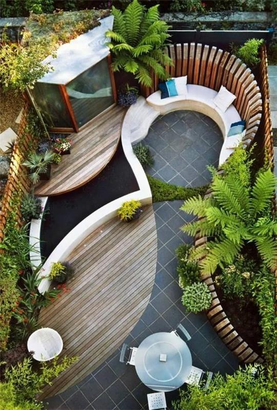 idées de conception de jardin photos petit espace extérieur plancher en bois