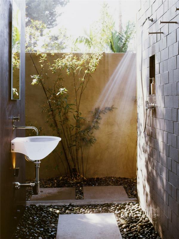 idées de conception de jardin douche installation de pierres décoratives jardin