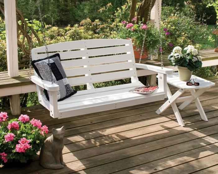 idées de conception de jardin balançoire plantes blanches