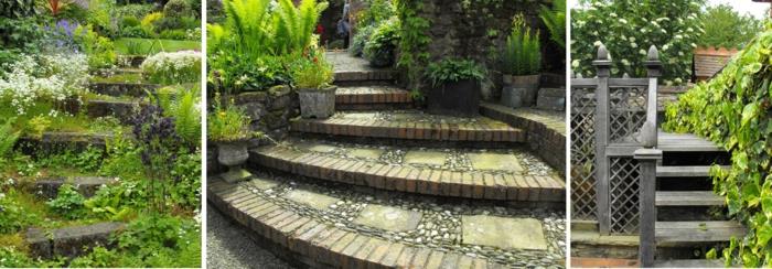 idées de conception de jardin escalier de jardin pierres naturelles bois