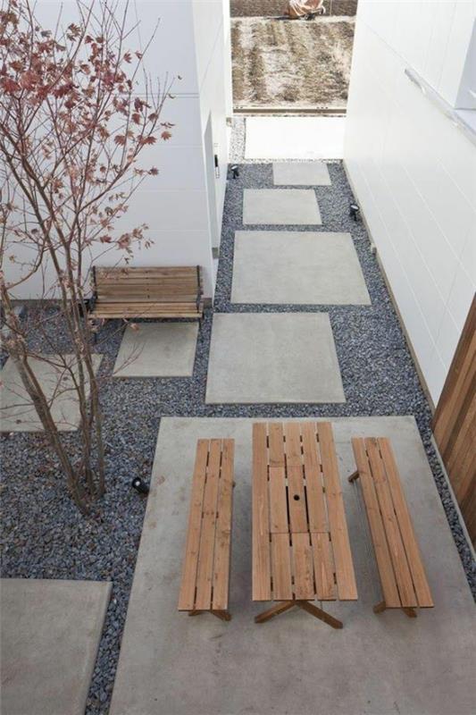 pomysły na projekt ogrodu minimalistyczny design meble ogrodowe z drewna