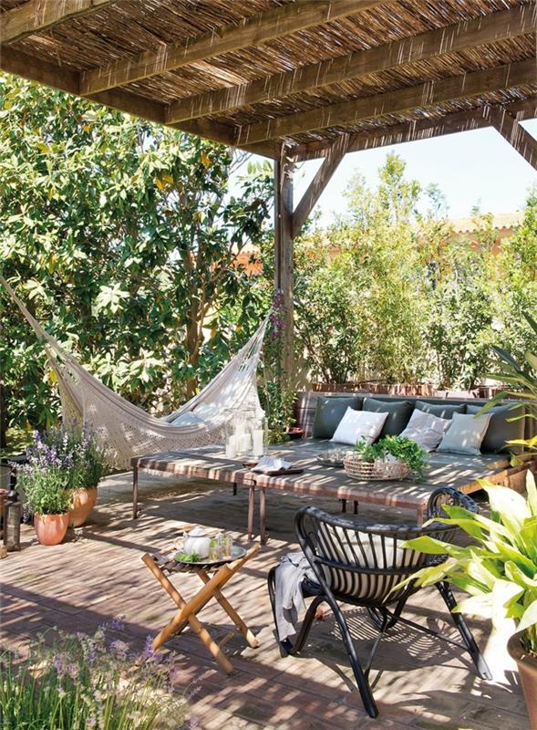 idées de jardin pergola jardin mobilier d'extérieur hamac plantes de jardin