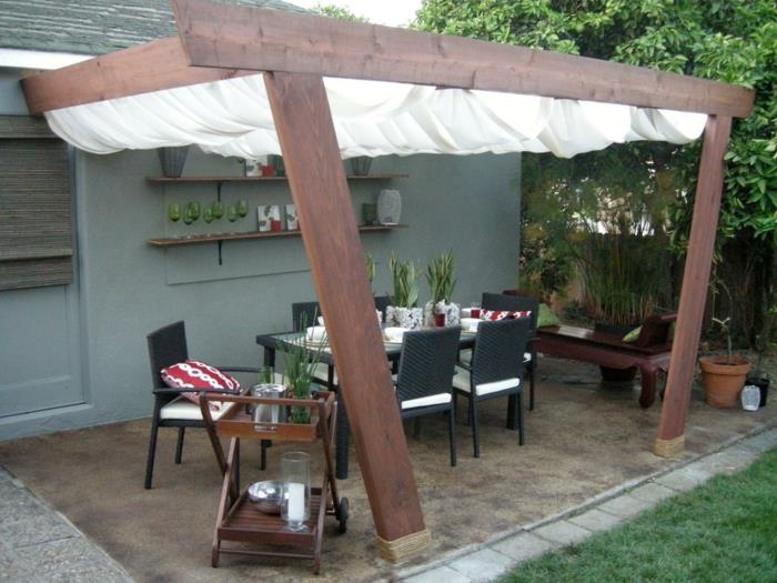 idées de jardin pergola toiture de jardin meubles de jardin étagères ouvertes