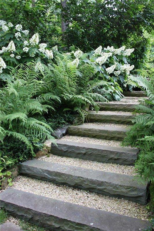 pomysły na ogród upiększ kamienne schody roślinami