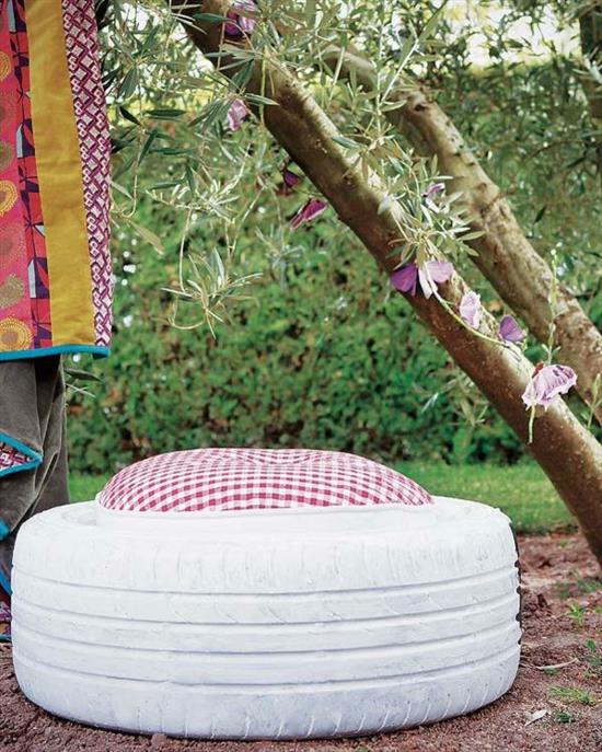 meble ogrodowe stołek dekoracja ogrodowa zrób sam