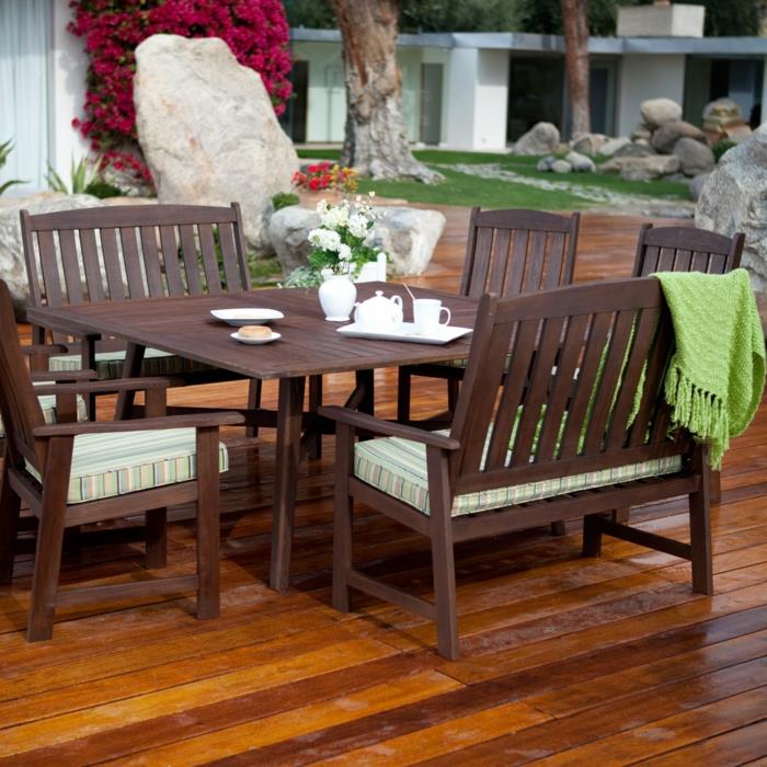 meble ogrodowe stół do jadalni z drewna projektowanie ogrodu