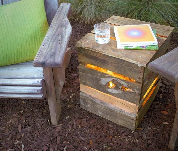 salon de jardin en palettes caisson lumineux