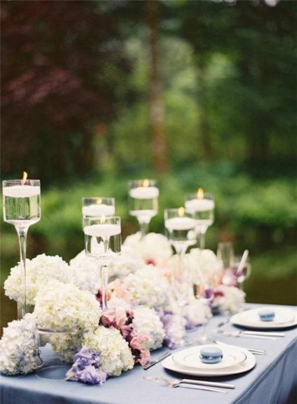 dekoracja na przyjęcie w ogrodzie dekoracja stołu na przyjęcie kwiaty świece