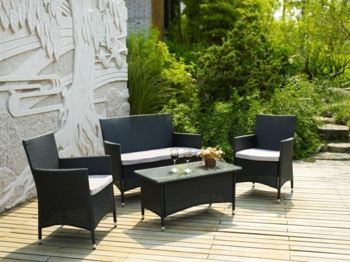fotel ogrodowy rattan meble wiklinowe czarny zestaw mebli ogrodowych
