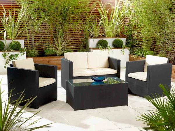 ensemble de jardin design moderne noir blanc cuir