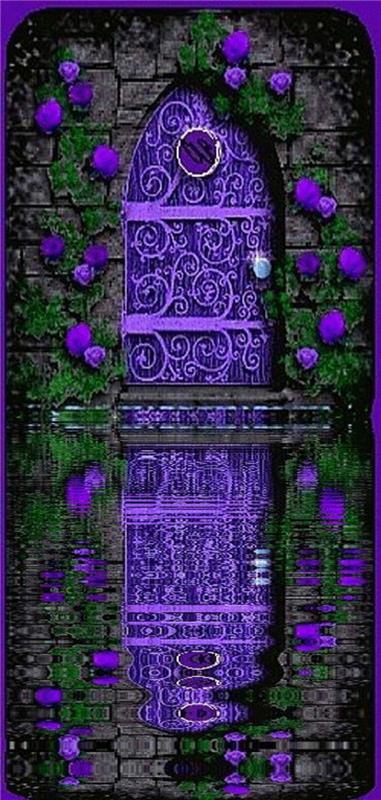 drzwi ogrodowe mistyczna fioletowa woda