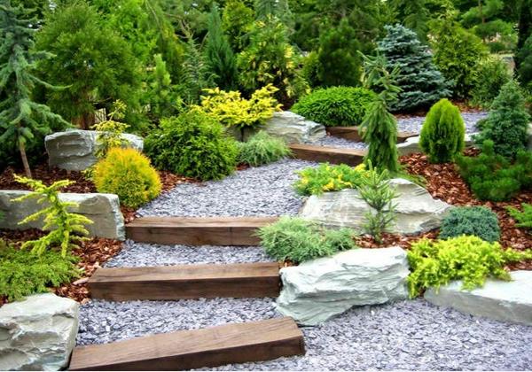 construire votre propre escalier de jardin pierre bois aménagement paysager jardin bois gravier