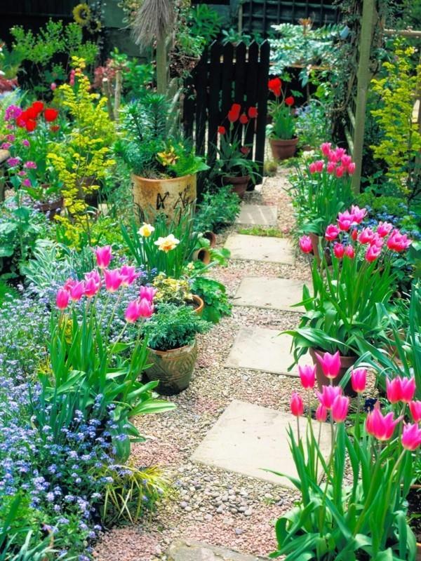 idées d'allées de jardin design de jardin avec des fleurs