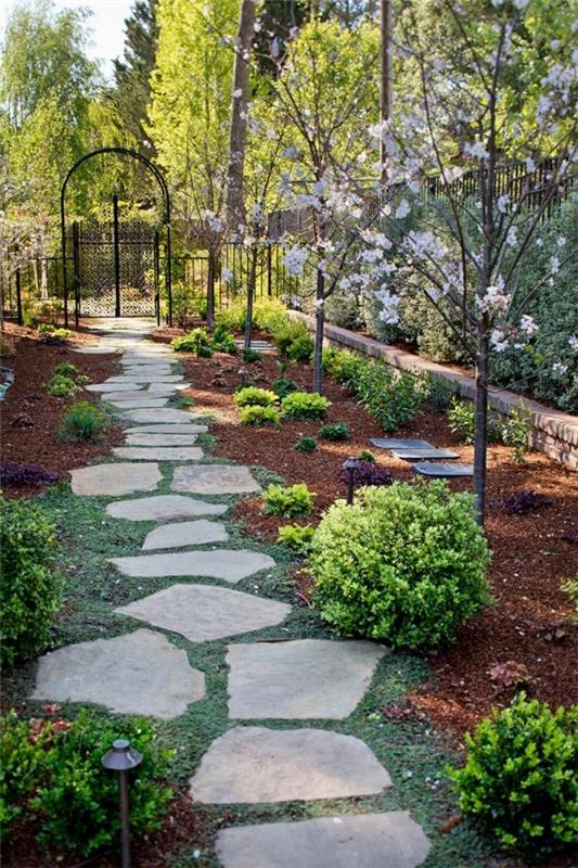 idées d'allée de jardin assorties à l'éclairage de porte de plantes