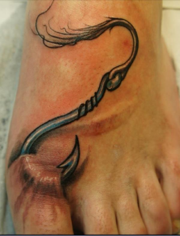 horny tatouages ​​3d crochets sur le pied