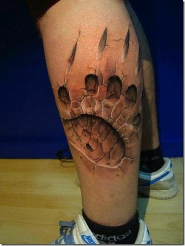 tatouages ​​3d motifs de tatouage ours patte jambe