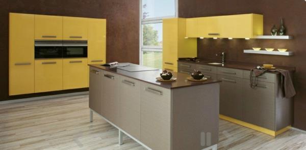 idée de conception d'îlot de cuisine moderne jaune