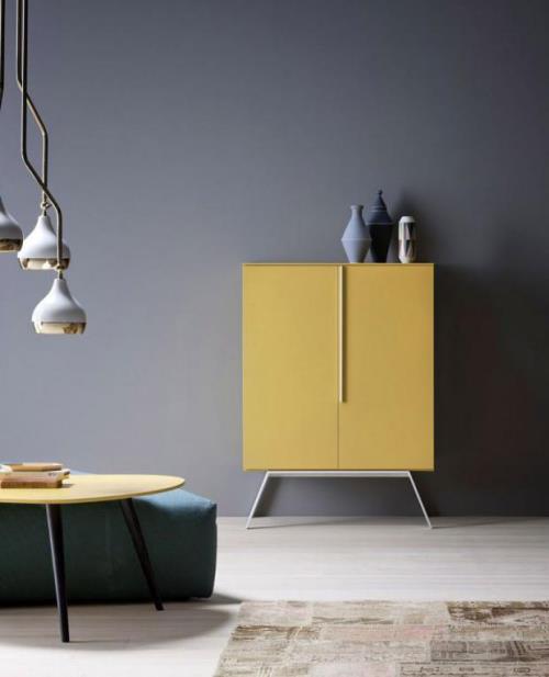 accents jaunes dans le bureau à domicile inspiration bureau armoire jaune ambiance grise accrocheuse