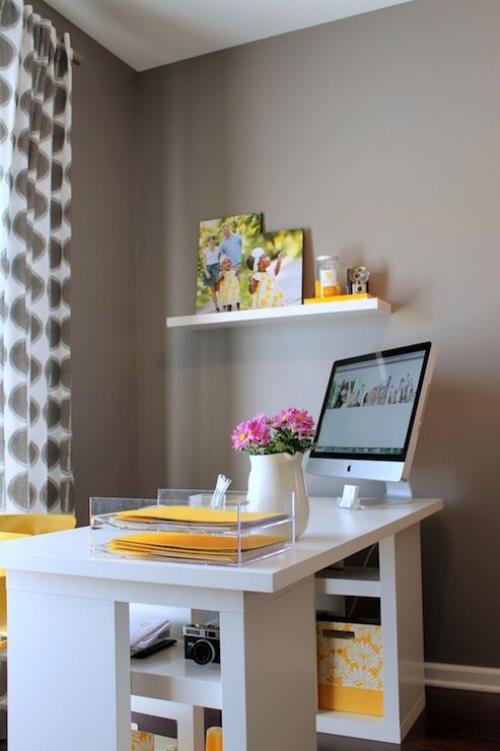 accents jaunes dans le bureau à domicile inspiration de bureau distribué éléments jaunes effet visuel frais dans l'ambiance