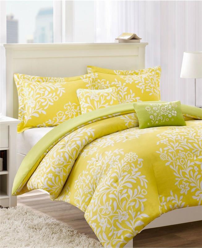 literie jaune hiver motif floral literie d'hiver