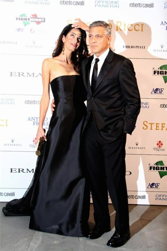 George Clooney i dziewczyna Amal elegancko stylizowani
