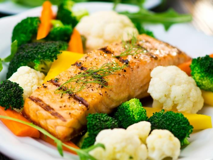 jedz zdrowego łososia z warzywami