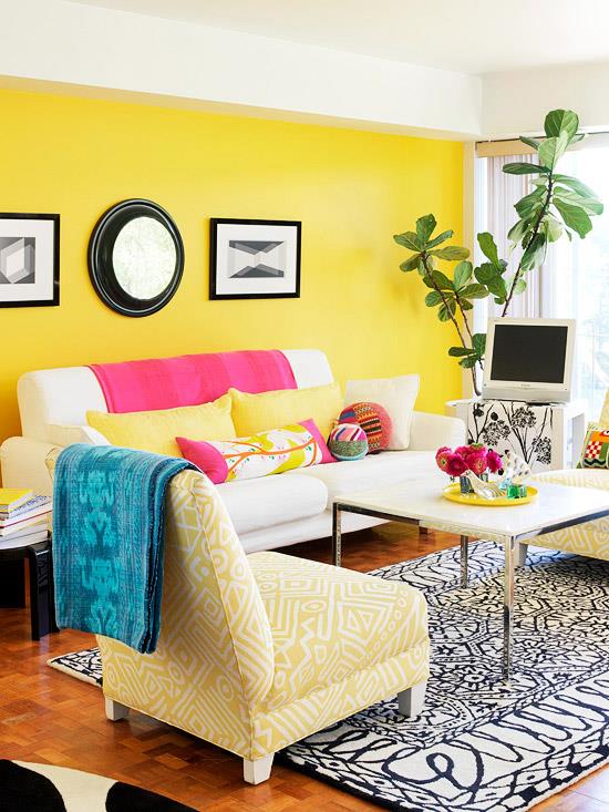 odważna kolorystyka Twojego salonu pobudzająca cytrynowożółty pyszny róż