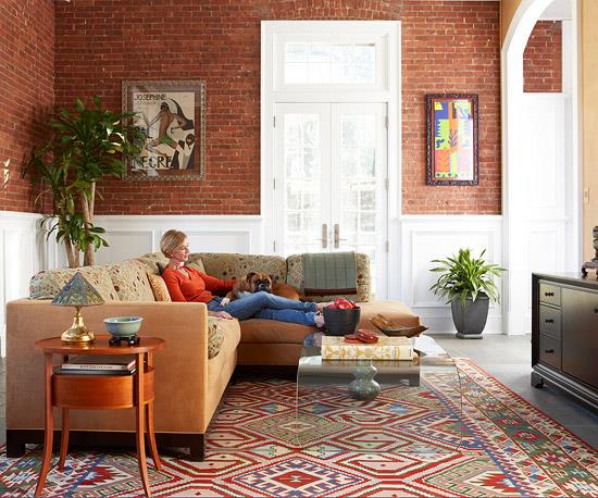 odważna kolorystyka Twojego salonu kolorowy dywan w stylu etno