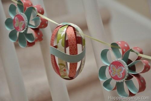 guirlande pâques décoration papier oeufs fleurs