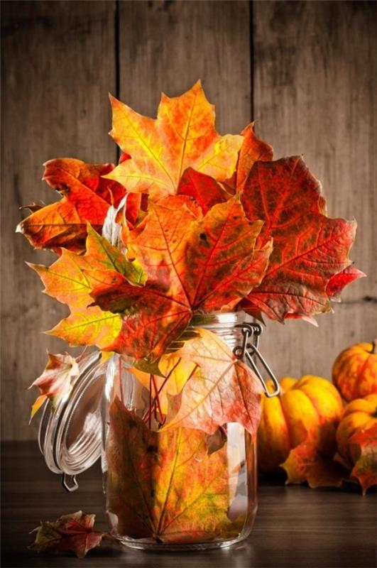 szkło z jesiennymi liśćmi - świetne kolory