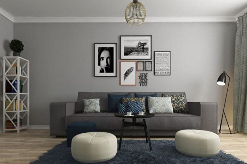 Design obývacího pokoje ve skandinávském stylu - stropní dekorace