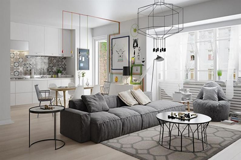Design obývacího pokoje ve skandinávském stylu - nábytek