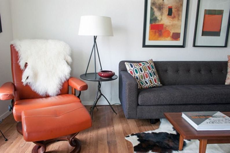 Skandinávský design obývacího pokoje - výzdoba a textil
