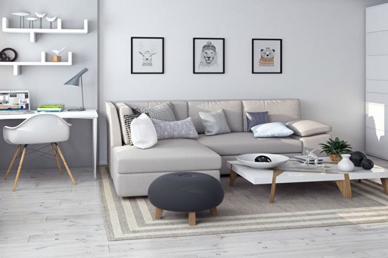 Interiér obývacího pokoje ve skandinávském stylu - fotografie