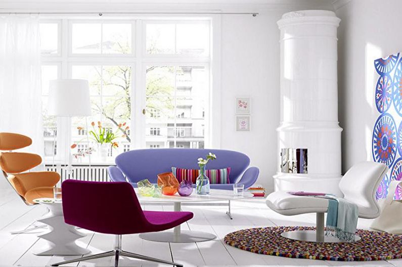 Lila ve skandinávském stylu - design interiéru