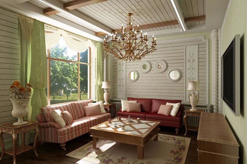 Design obývacího pokoje ve stylu Provence - osvětlení